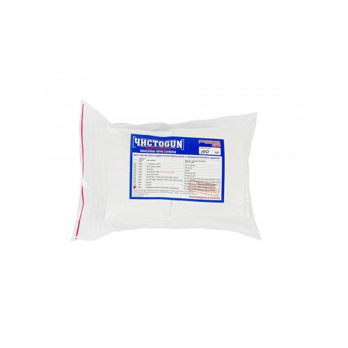Патч-салфетка фланелевый для чистки оружия ЧИСТОGUN 100x75-100 100х75 мм Белый 100 шт