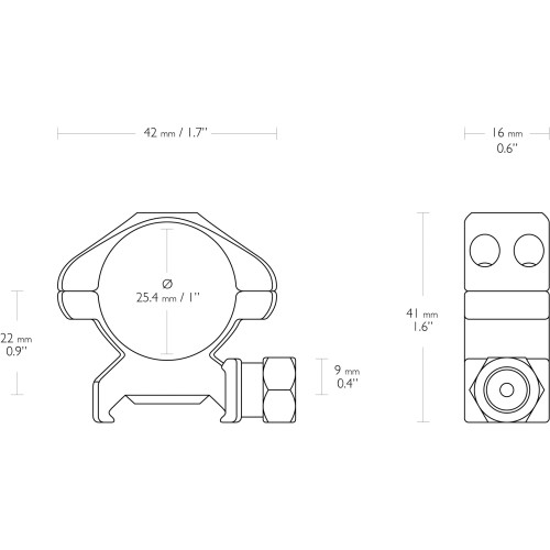 Кольца для прицела Hawke Precision (23001) быстросъемные D=25.4 мм H=9 мм на Weaver | Средний 2 шт