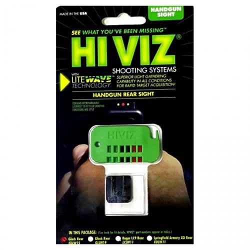 Целик оптоволоконный HiViz GLLW15 для GLOCK, Smith and Wesson, 357 SigSauer высота 6.5 мм 3 цвета