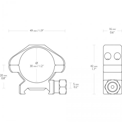 Кольца для прицела Hawke Precision (23005) быстросъемные D=30 мм H=5 мм на Weaver | Низкий 2 шт