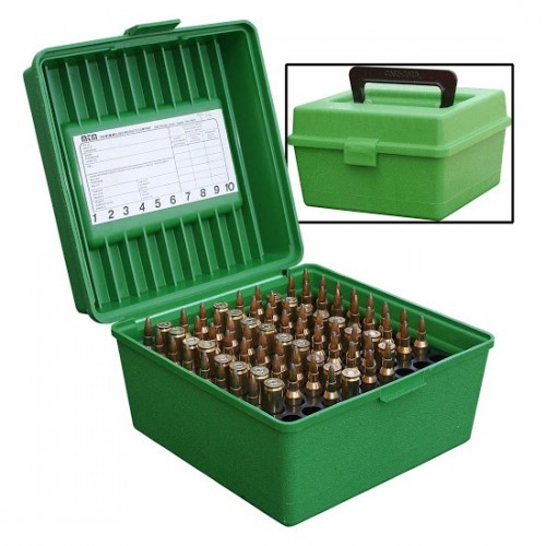 Кейс MTM Case-Gard R-100-MAG-10 для хранения 100 патронов до .375 калибра Зеленый
