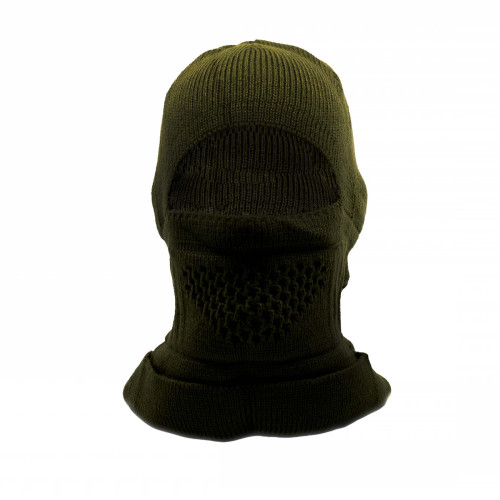 Маска-балаклава-шапка Стикхант Стражник зимняя вязанная 3 отверстия Хаки