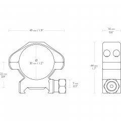 Кольца для прицела Hawke Precision (23006) быстросъемные D=30 мм H=7 мм на Weaver | Средний 2 шт