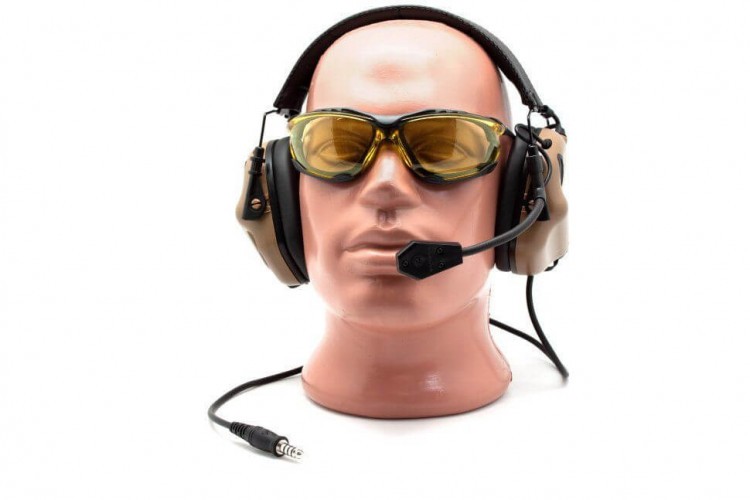 Наушники активные стрелковые Earmor Military Edition ME5 с микрофоном и разъемом для тангенты 22-82 ДБ Койот