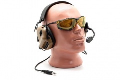 Наушники активные стрелковые Earmor Military Edition ME5 с микрофоном и разъемом для тангенты 22-82 ДБ Койот