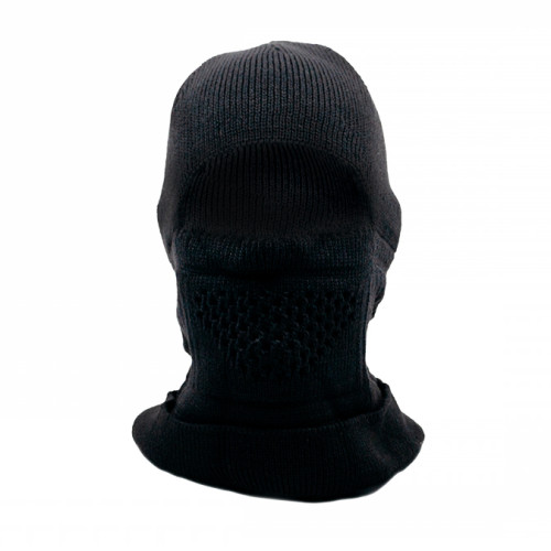Маска-балаклава-шапка Стикхант Стражник зимняя вязанная 3 отверстия Чёрный