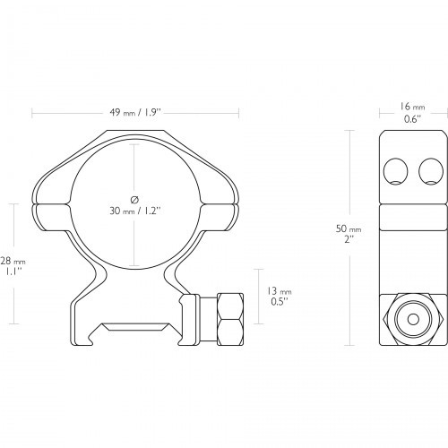 Кольца для прицела Hawke Precision (23007) быстросъемные D=30 мм H=13 мм на Weaver | Высокий 2 шт