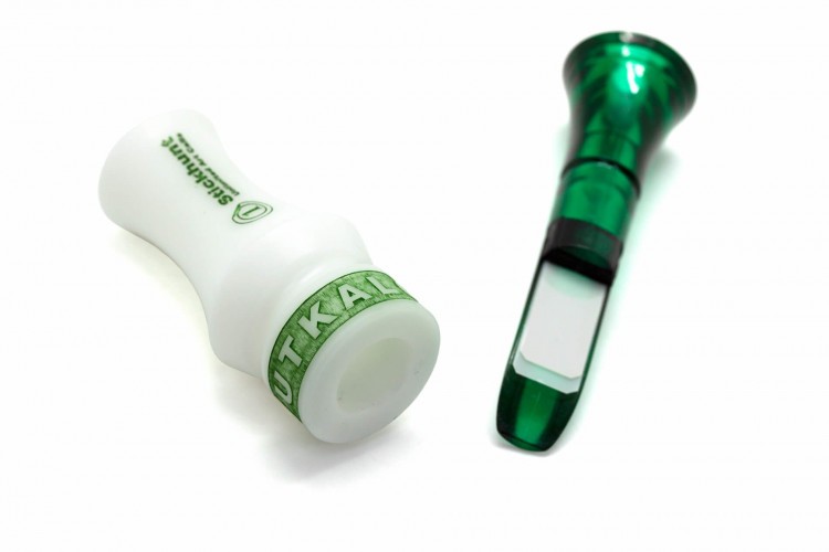 Манок духовой на утку крякву Stickhunt ArtCalls Utkalov 2 лепестка Изумруд / Белый