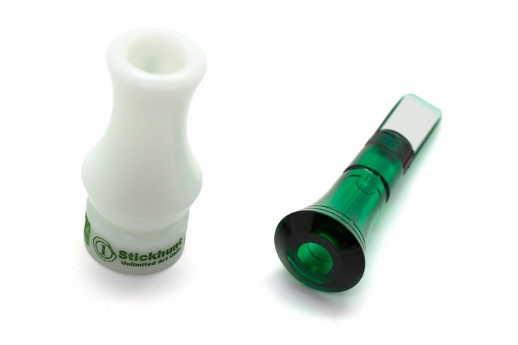 Манок духовой на утку крякву Stickhunt ArtCalls Utkalov 2 лепестка Изумруд / Белый