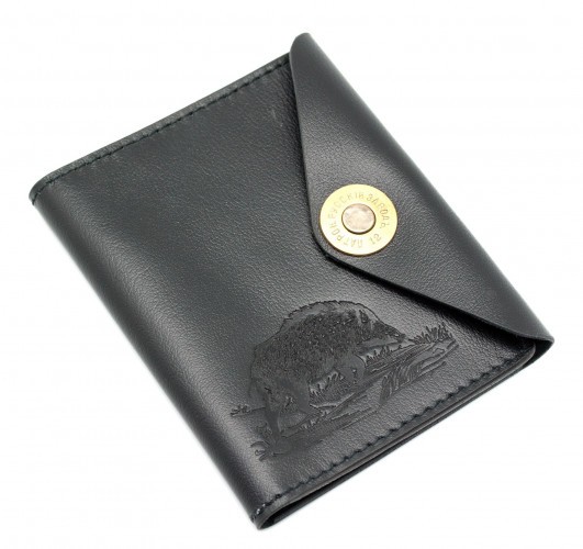 Обложка для охотничьих документов Пергама Кабан из натуральной кожи Чёрный