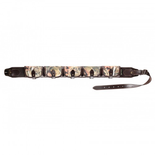 Патронташ поясной VEKTOR П-56 закрытый на 25 патронов 12,16,20 калибра с клапанами из натуральной кожи Коричневый