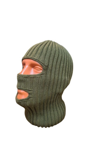 Маска балаклава Стикхант Штурмовик зимняя вязаная 2 отверстия Хаки
