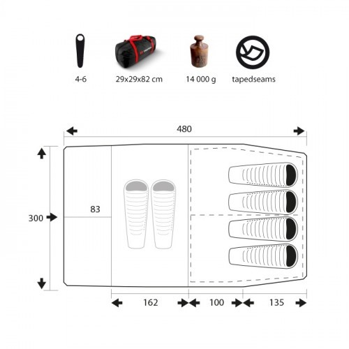 Палатка туристическая Trimm Family Texas для 6 человек Койот
