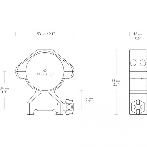 Кольца для прицела Hawke Precision (23021) быстросъемные D=34 мм H=17 мм на Weaver | Средний 2 шт