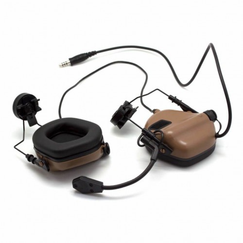 Наушники активные стрелковые Earmor Military Edition ME6 с микрофоном на шлем-каску 22-82 ДБ Койот