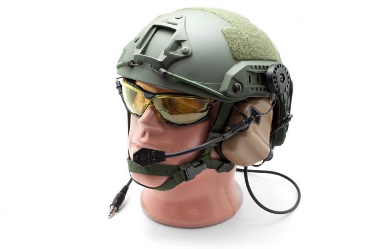 Наушники активные стрелковые Earmor Military Edition ME6 с микрофоном на шлем-каску 22-82 ДБ Койот