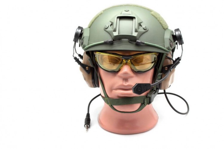 Наушники активные стрелковые Earmor Military Edition ME6 с микрофоном на шлем-каску 22-82 ДБ Койот