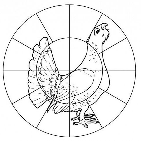 Мишень бумажная №5 Глухарь для пристрелки дробовых ружей 16-дольная 800х800 мм, 80 г/м 100 шт