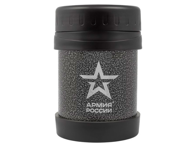 Термос для еды "Часовой" АРМИЯ РОССИИ нержавеющая сталь 0,35L, масса 280г, покрытие Hammerton, серый