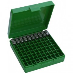 Коробка MTM Case-Gard P-100-9-10 для хранения 100 патронов до .380 калибра Зелёный