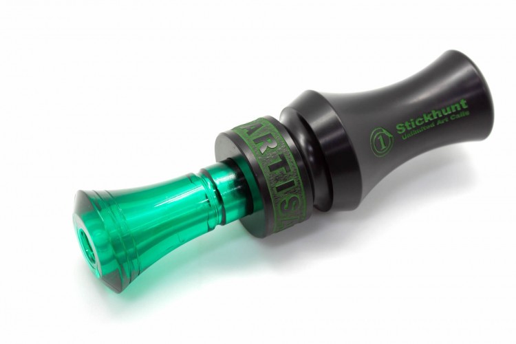 Манок духовой на утку крякву Stickhunt ArtCalls Partisan 2 лепестка Изумруд / Чёрный