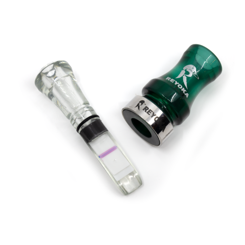 Манок духовой на утку крякву Reyoka Ordek Cift 2 лепестка Зелёный / Прозрачный