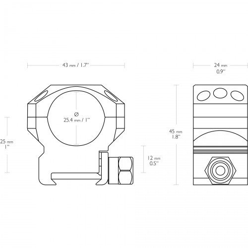 Кольца для прицела Hawke Tactical (24111) быстросъемные D=25.4 мм H=12 мм на Weaver | Средний 2 шт
