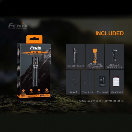 Фонарь повседневный Fenix E28R Свет - Белый (Холодный) 1500 lm 195 м