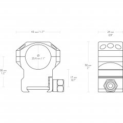 Кольца для прицела Hawke Tactical (24112) быстросъемные D=25.4 мм H=17 мм на Weaver | Высокий 2 шт