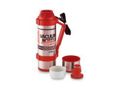 Термос для напитков THERMOS NCB-1800 Red Rocket Bottle 1.8L, доп. чашка, складная ручка, съёмный ремень,стальной/красный