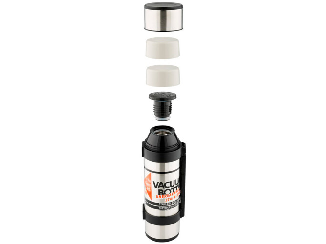 Термос для напитков THERMOS NCB-1800 Rocket Bottle 1.8L, доп. чашка, складная ручка, съёмный ремень, стальной/чёрный