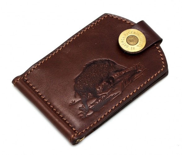 Купюродержатель Пергама Кабан из натуральной кожи Коричневый
