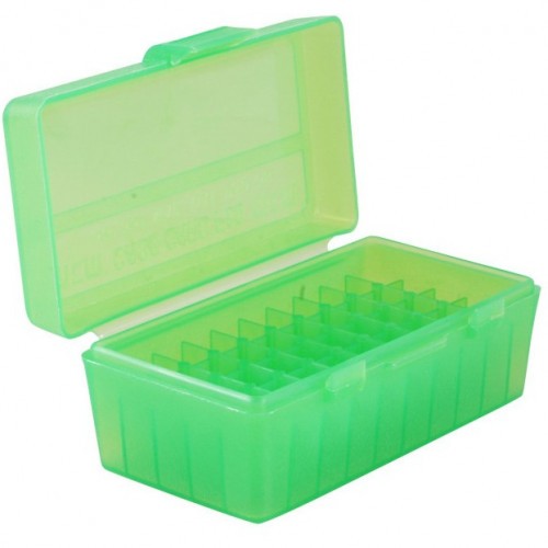 Коробка MTM Case-Gard P-50-44-16 для хранения 50 патронов .45 калибра Зелёный (Прозрачный)