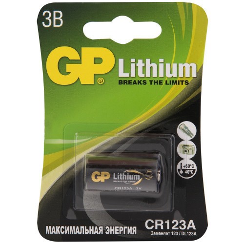 Батарейки литиевые GP Lithium CR123A Тип CR123A 3V 1300 мАч 1 шт