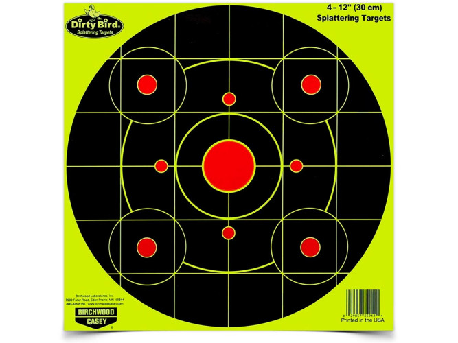 Мишень самоклеящаяся осыпающаяся Birchwood Dirty Bird Yellow Bull's-eye Target, 12", 4шт.