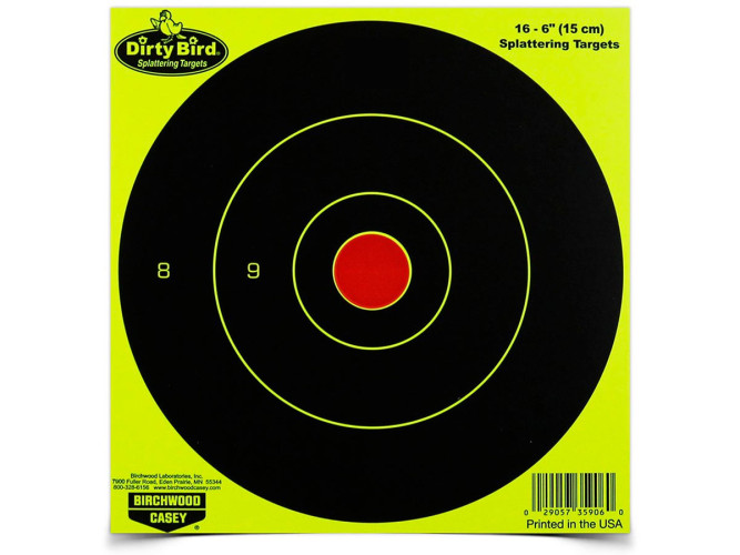 Мишень самоклеящаяся осыпающаяся Birchwood Dirty Bird Yellow Bull's-eye Target, 6", 16шт.
