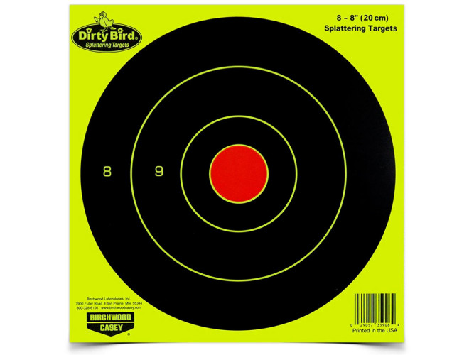 Мишень самоклеящаяся осыпающаяся Birchwood Dirty Bird Yellow Bull's-eye Target, 8", 8шт.