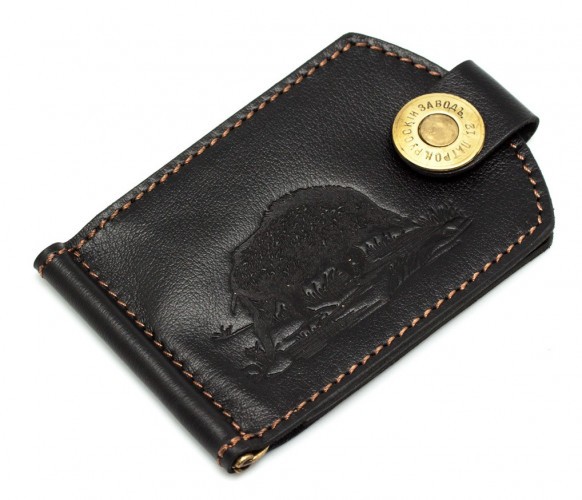 Купюродержатель Пергама Кабан из натуральной кожи черный