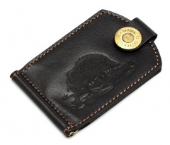 Купюродержатель Пергама Кабан из натуральной кожи черный