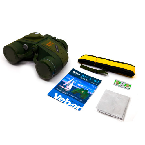 Бинокль Veber Waterproof 7x50 БПс плавающий с компасом