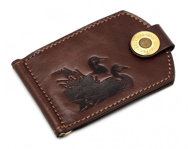 Купюродержатель Пергама Утка из натуральной кожи Коричневый