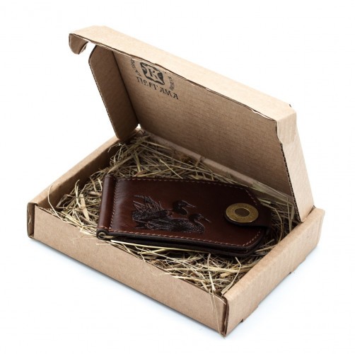 Купюродержатель Пергама Утка из натуральной кожи Коричневый