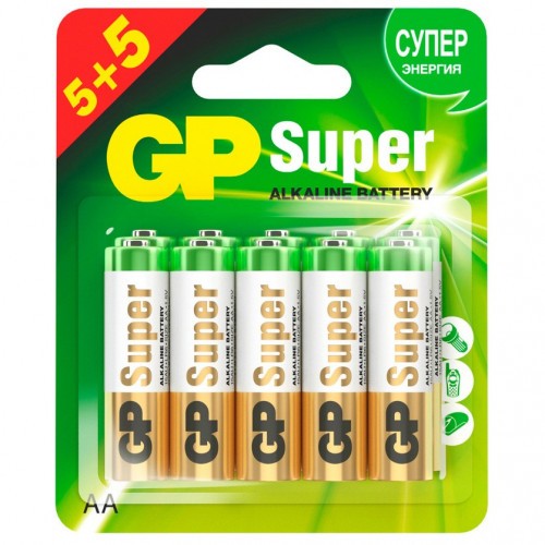 Батарейки алкалиновые GP Super Alkaline 15А5 АA - 10 шт