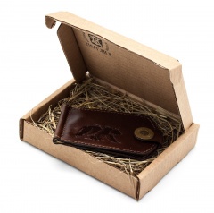 Купюродержатель Пергама Медведь из натуральной кожи Коричневый