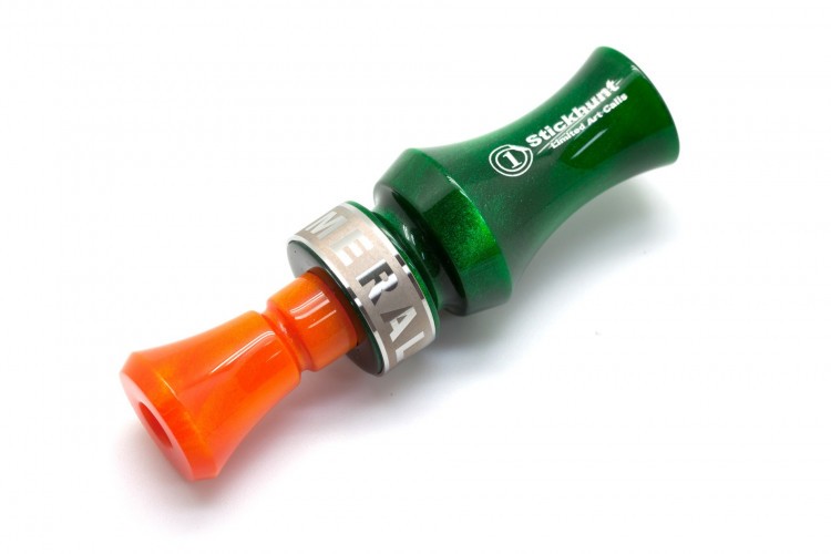 Манок духовой на утку акриловый Stickhunt ArtCalls Emerald 1 лепесток Изумруд / Апельсин