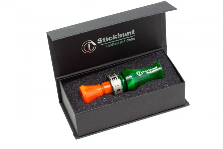 Манок духовой на утку акриловый Stickhunt ArtCalls Emerald 1 лепесток Изумруд / Апельсин