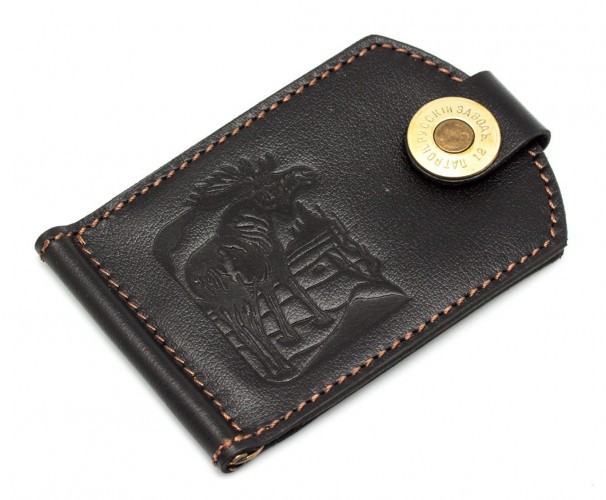 Купюродержатель Пергама Лось из натуральной кожи Чёрный