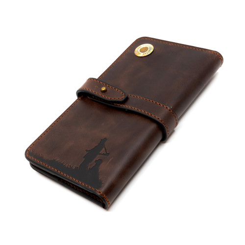 Портмоне Пергама Охотник и собака из натуральной кожи Коричневый