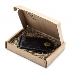 Купюродержатель Пергама Медведь из натуральной кожи черный