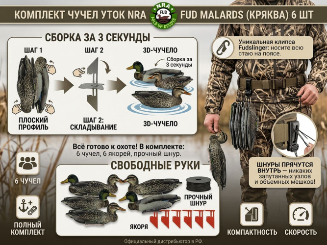 Набор чучел уток NRA FUD Mallards 6 шт